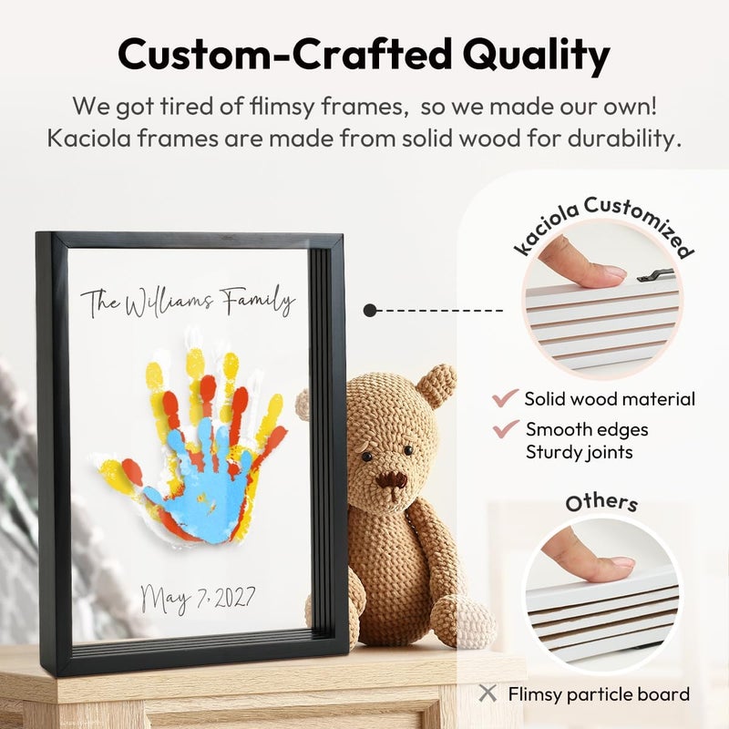 Kaciola Family Handprint Kit, DIY Newborn Keepsake Frame, Baby Hand and Footprint Kit, Unique New Baby Gift for Mothers Day Crafts Anniversary (Black) - Image 4